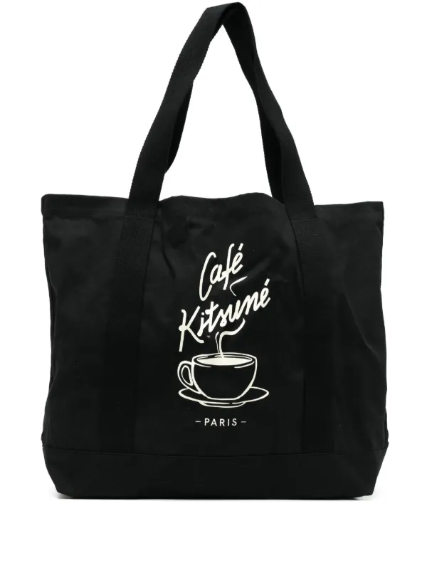 Cafe Kitsuné colorblock tote bag Maison Kitsune Cafe Kitsune Tote Bag Beige | Mainline Menswear