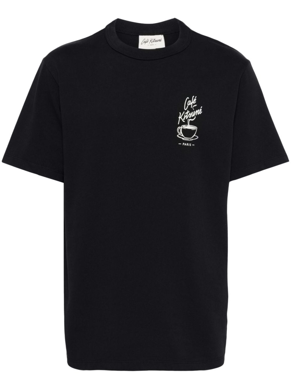 Café Kitsuné Logo-print Cotton T-shirt In Black