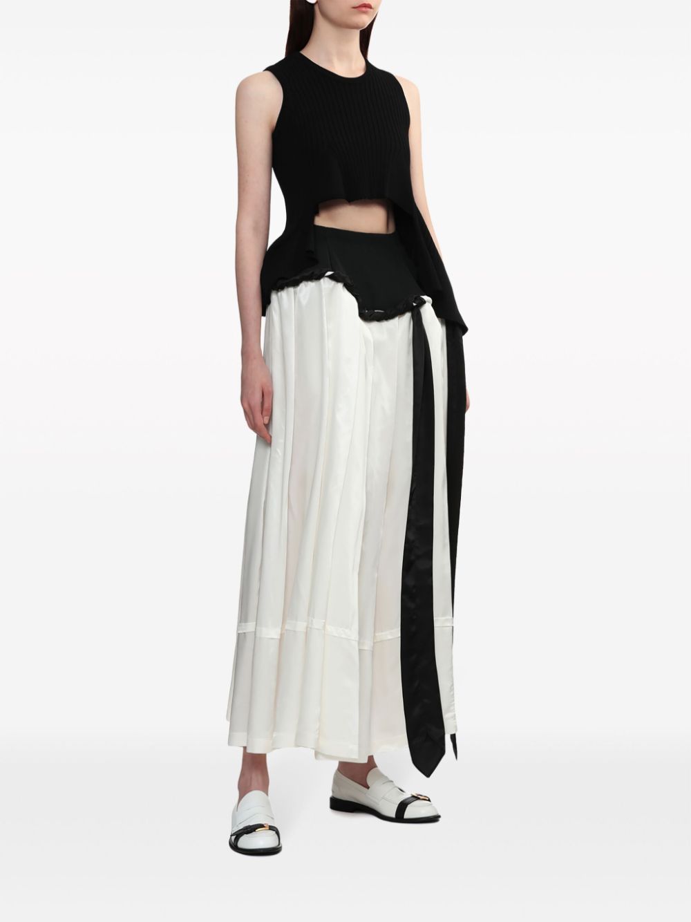 Shop Toga Two-tone Panelled Maxi Skirt In White