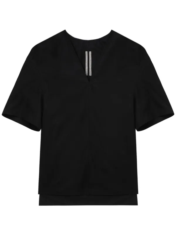 【送料&関税込】Rick Owens V-neck T-shirt Rick Owens Black V-Neck T-Shirt 84% Viscose 16% Acetate Y09