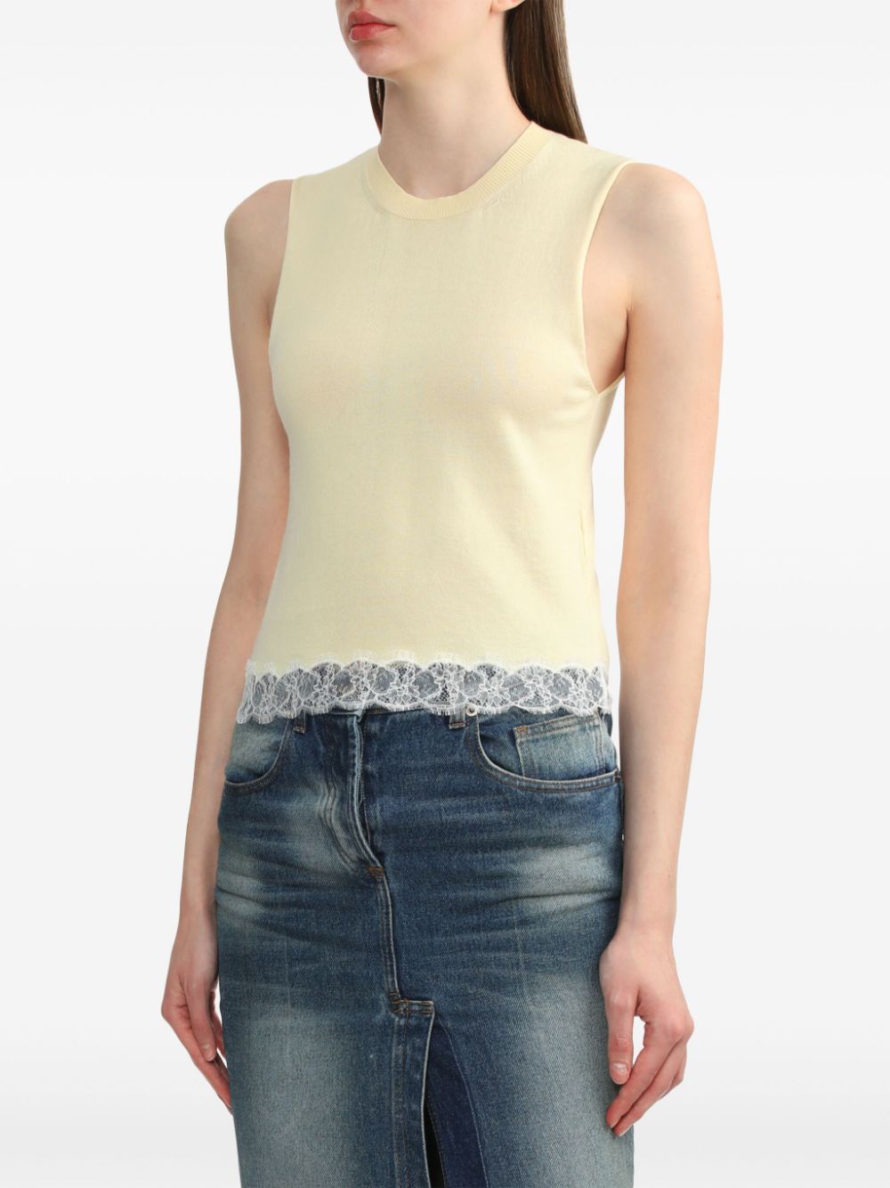 Shop N°21 Cotton Knitted Tank Top In Yellow