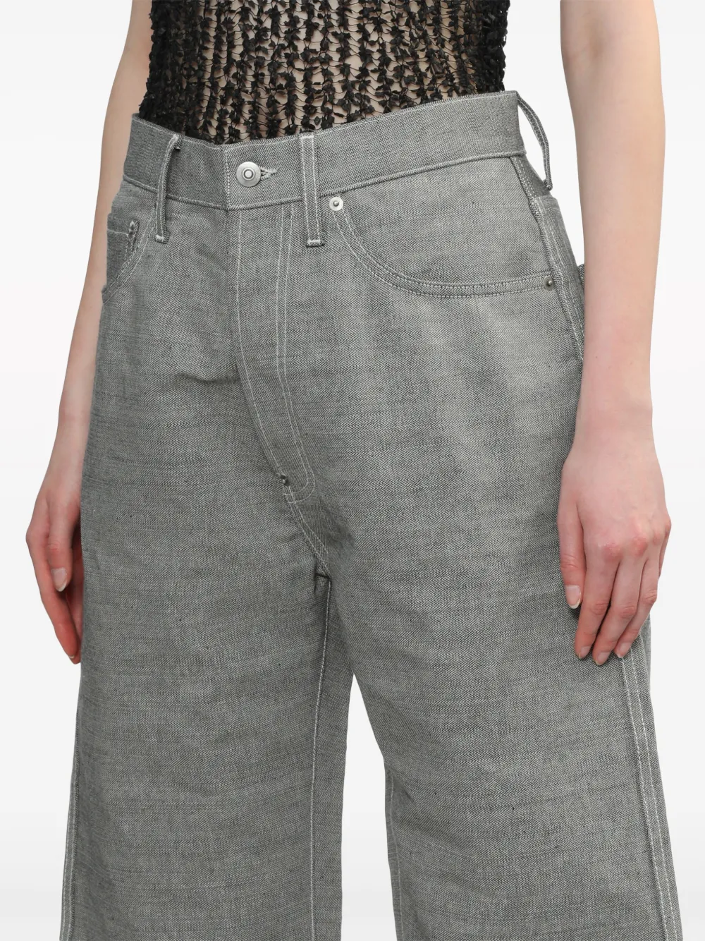 Shop Maison Margiela Adjustable-strap Wide-leg Jeans In 灰色