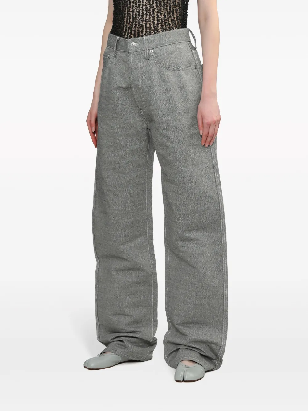 Shop Maison Margiela Adjustable-strap Wide-leg Jeans In 灰色