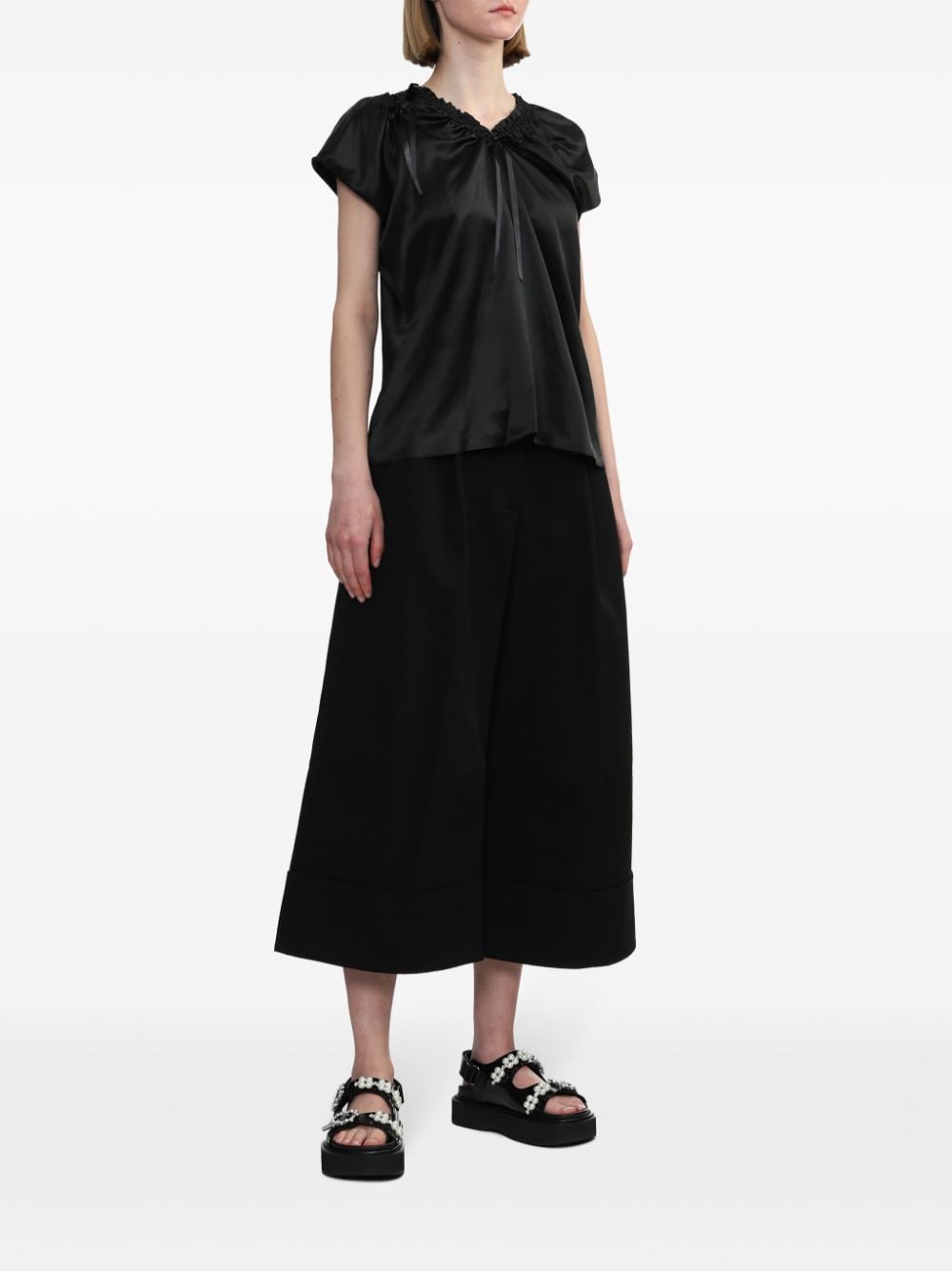 Shop Simone Rocha Wide-leg Cropped Trousers In Black