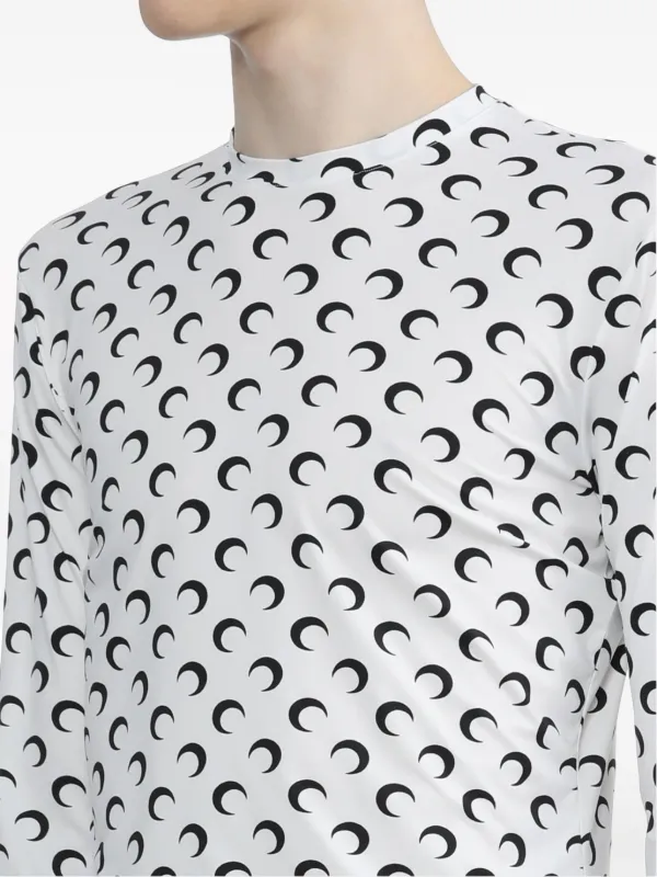 Marine Serre Regenerated moon-print long-sleeve T-shirt | White