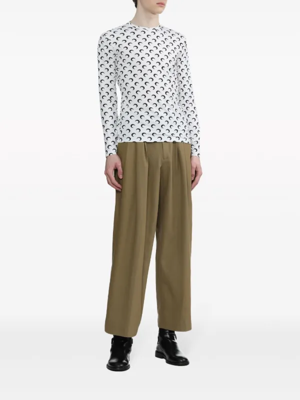 Marine Serre Regenerated moon-print long-sleeve T-shirt | White