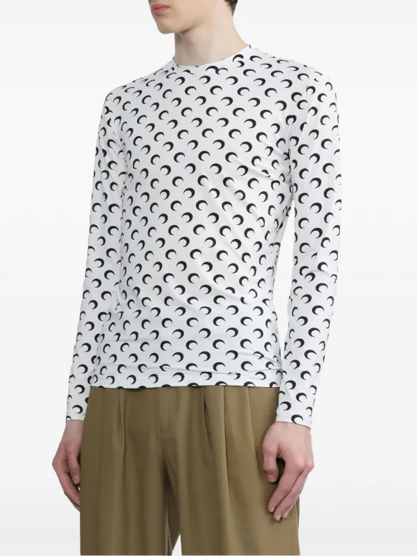 Marine Serre Regenerated moon-print long-sleeve T-shirt | White