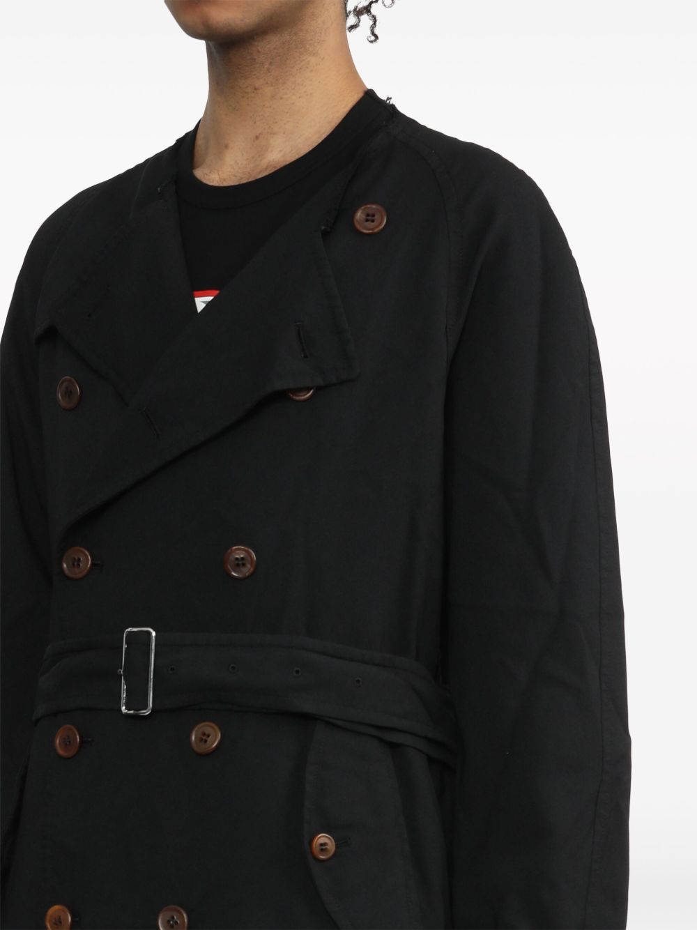 Black Comme Des Garcons double-breasted belted trenchcoat Men