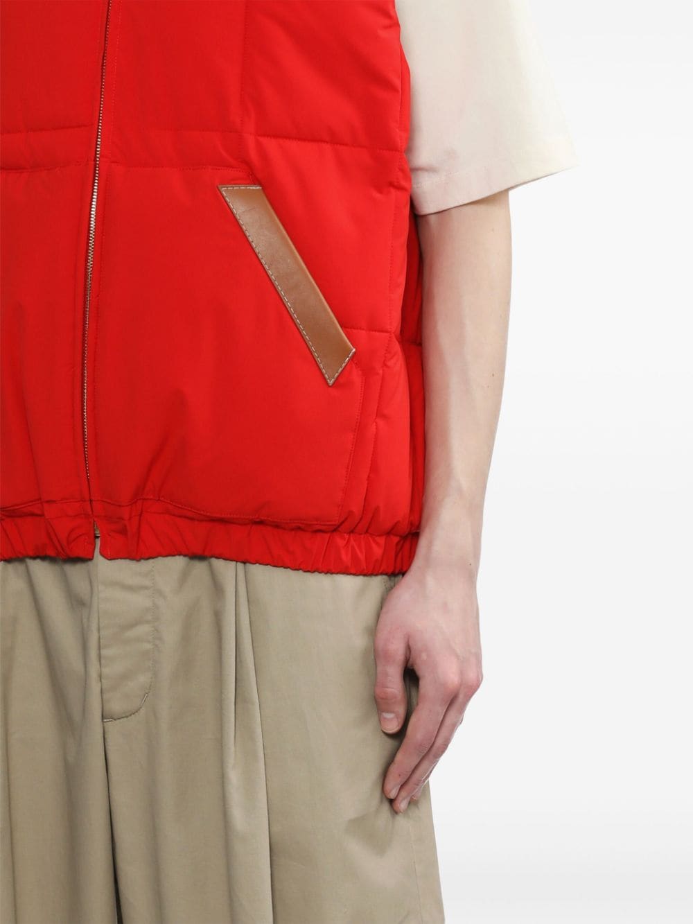 Shop Drôle De Monsieur Stand-collar Padded Gilet In Red