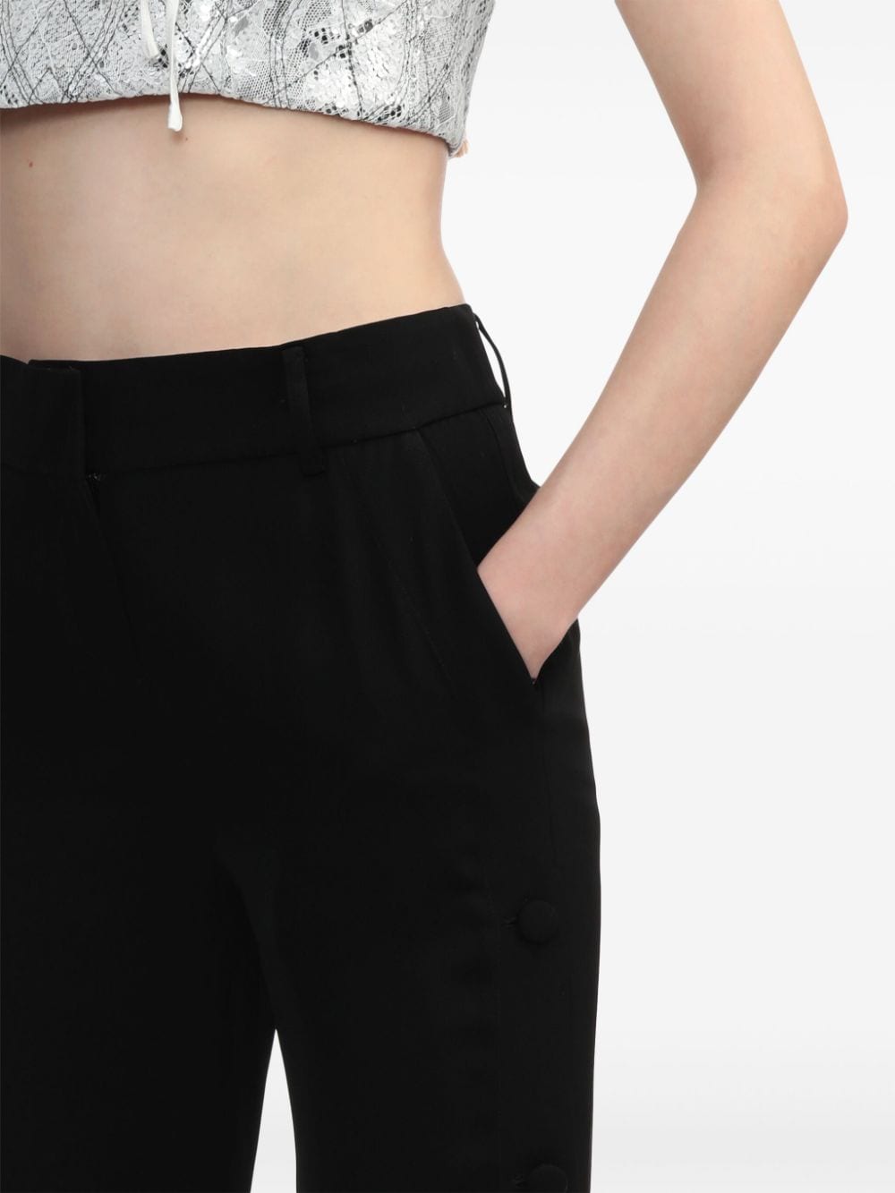Shop Louis Shengtao Chen High-waisted Tailored Trousers In Schwarz