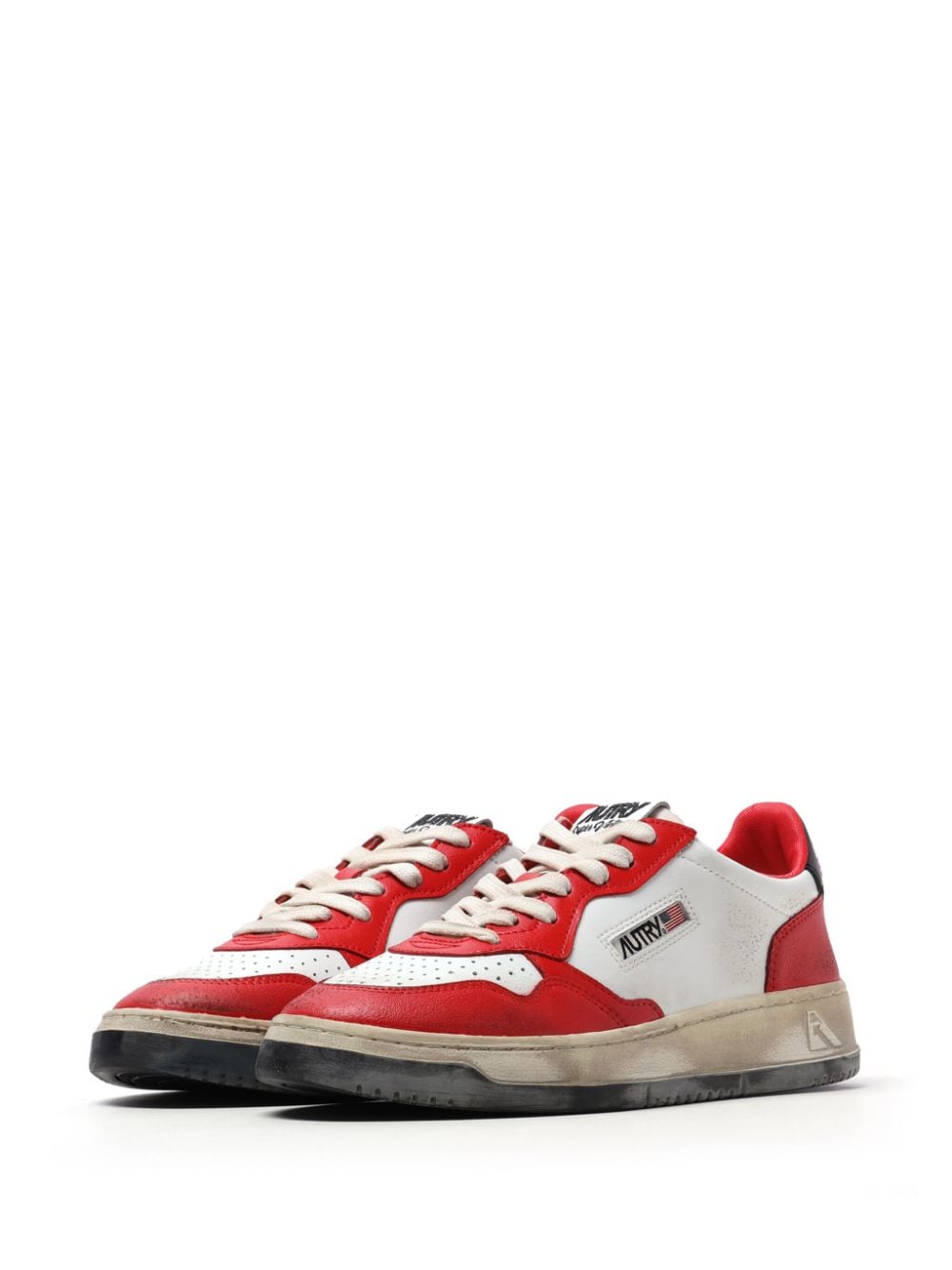Shop Autry Medalist Super Vintage Leather Sneakers In Red