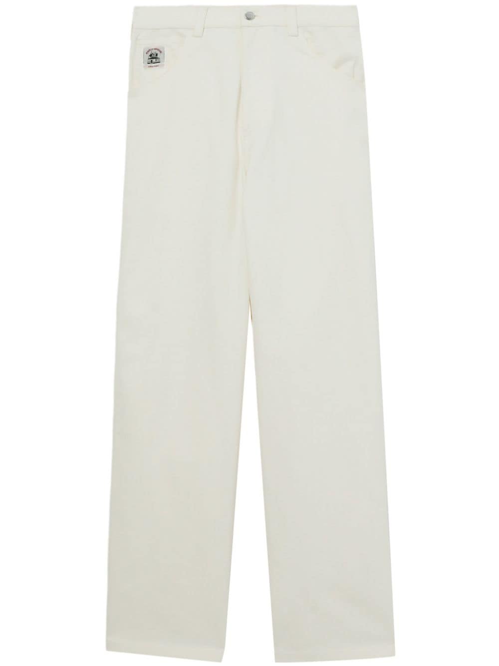 Bode Knolly Brook Cotton-herringbone Straight-leg Trousers In White