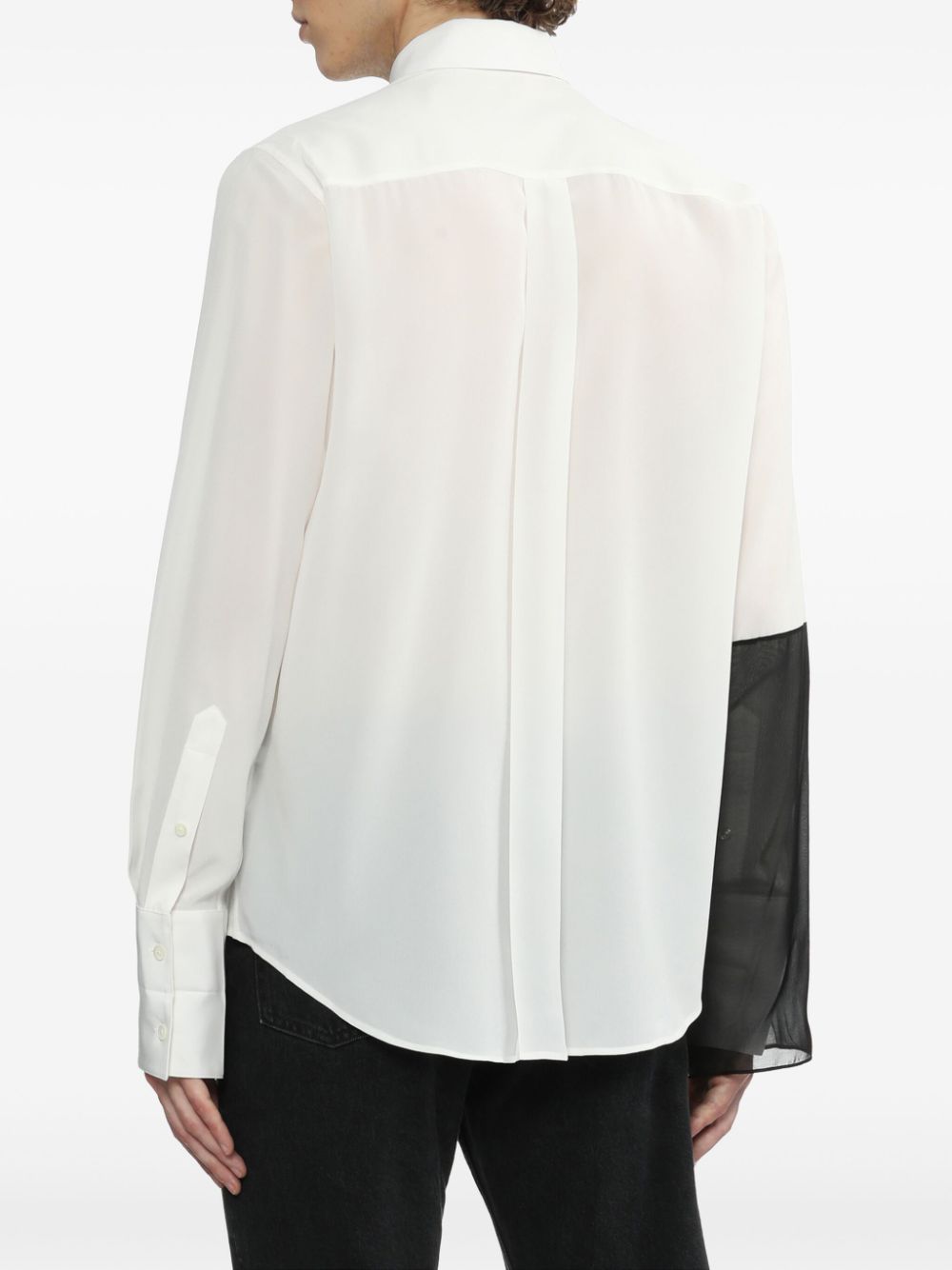 Shop Helmut Lang Colour-block Silk Shirt In Weiss