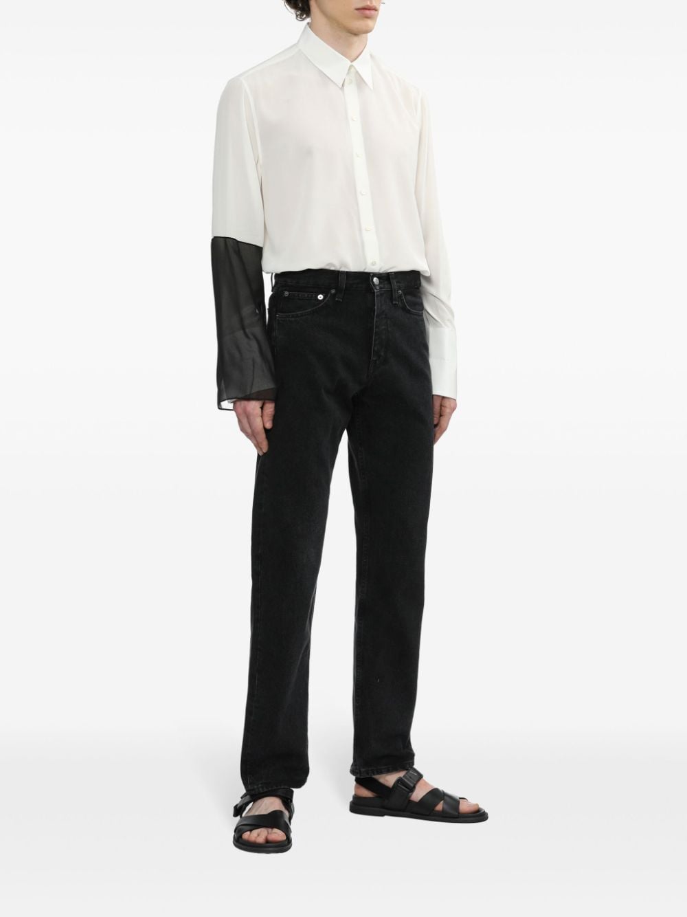 Shop Helmut Lang Colour-block Silk Shirt In Weiss