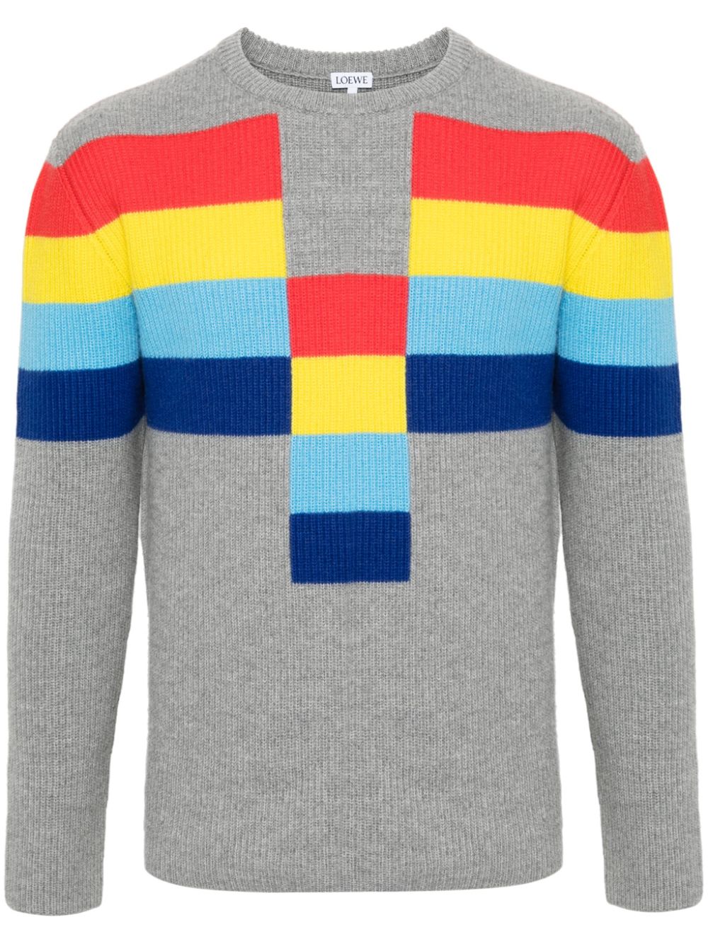 LOEWE colour-block intarsia jumper - Grey