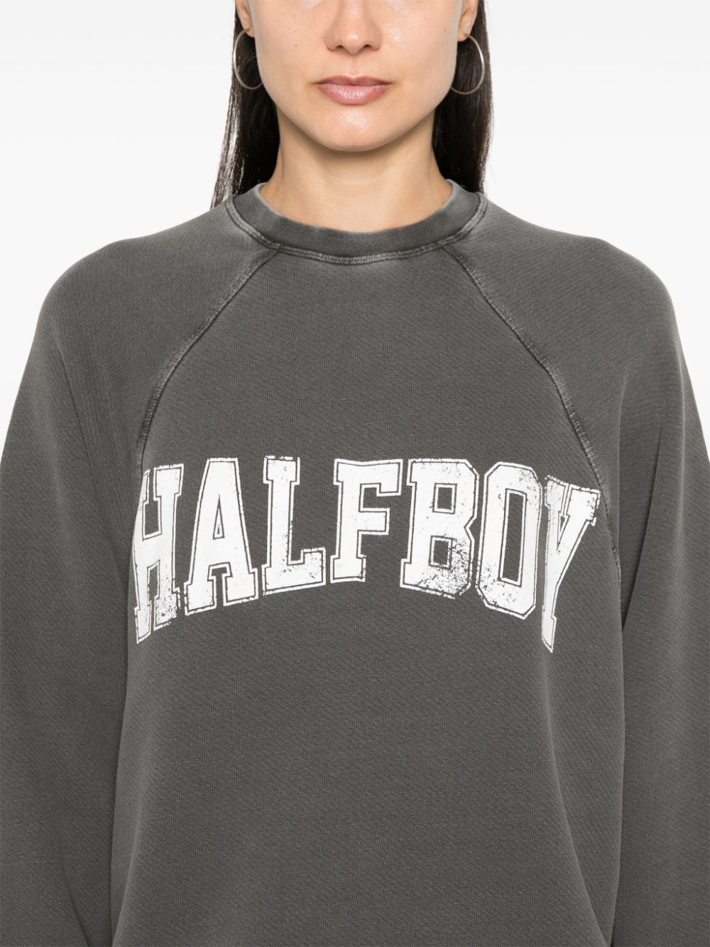 Shop Halfboy Logo-print Cotton Sweatshirt In Grey