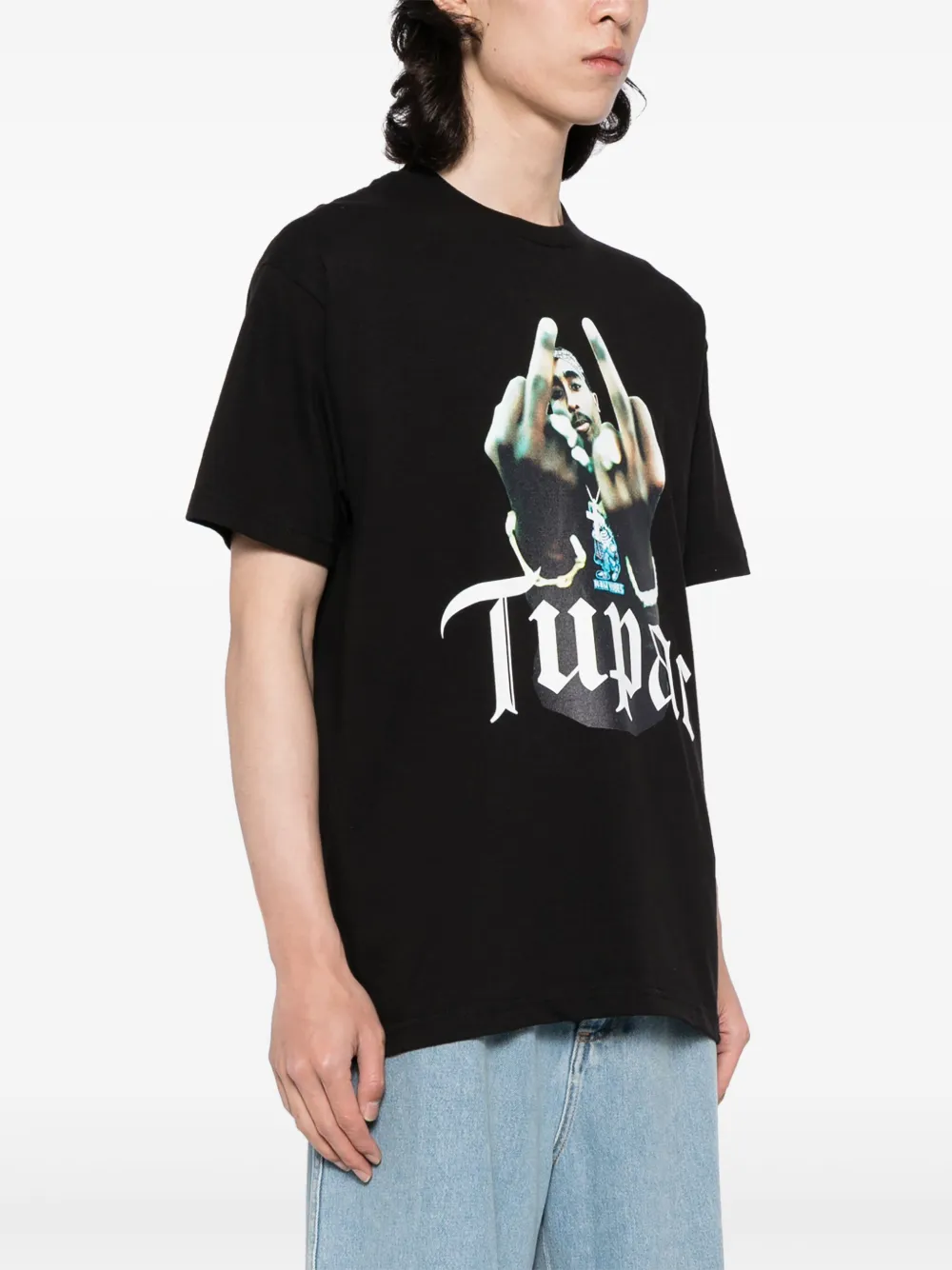 Shop Wacko Maria Tupac Cotton T-shirt In Black