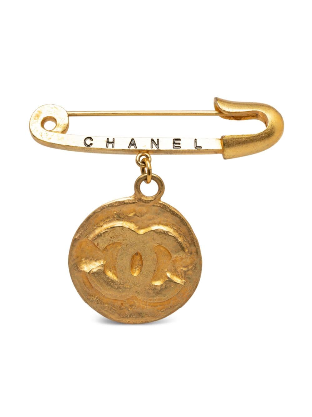 Pre-owned Chanel Cc 徽章造型胸针 In Gold