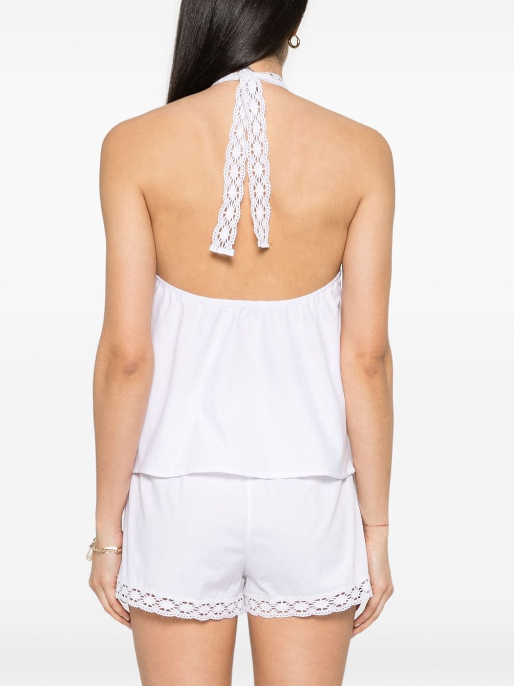 Shop Musier Lace-detail Cotton Top In White