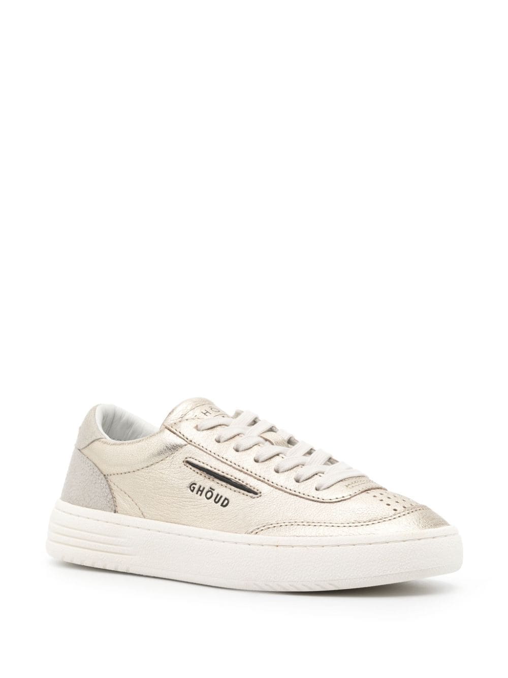 Shop Ghoud Cracked-effect Leather Sneakers In Gold
