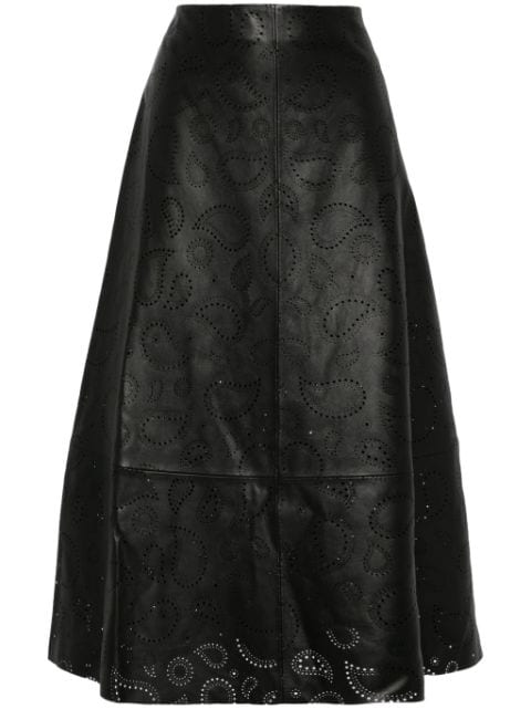 Yves Salomon perforated leather skirt