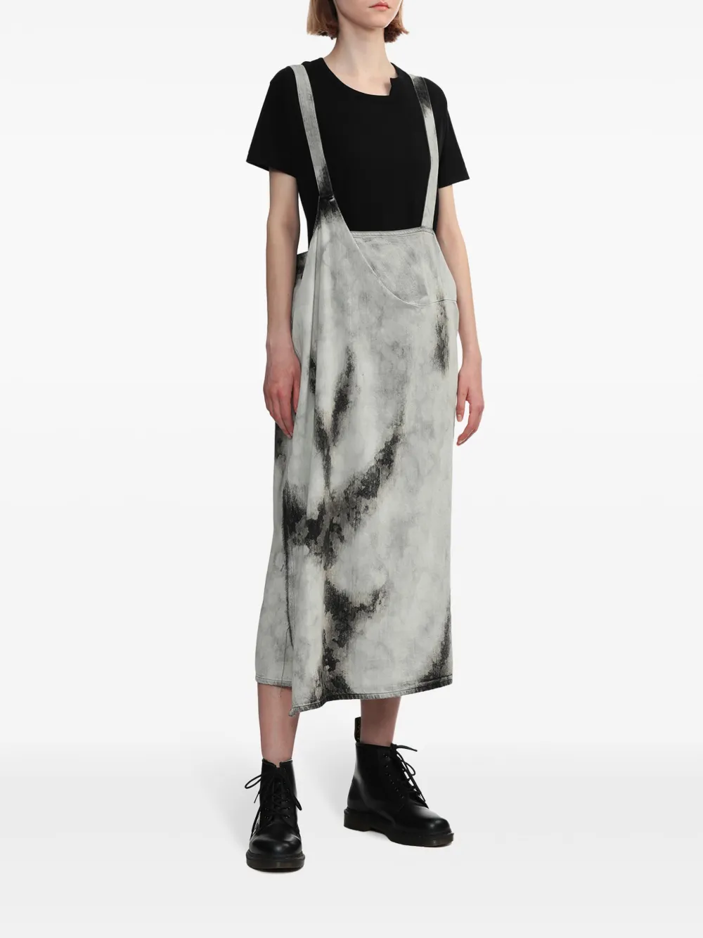 Y's Asymmetrisch katoenen T-shirt - Zwart