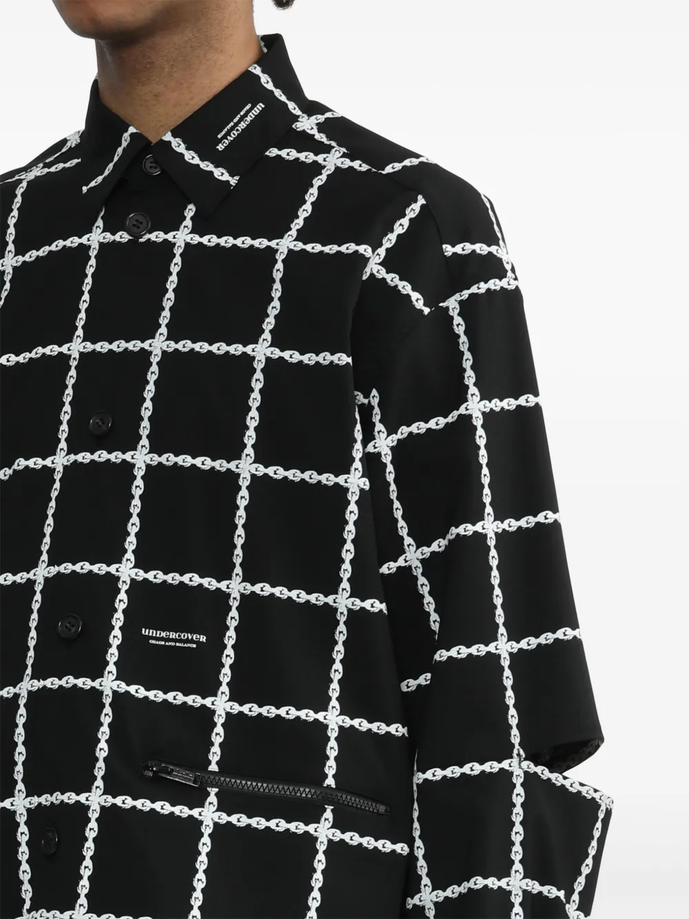 Undercover Graphic-print Cut-out Shirt In Black