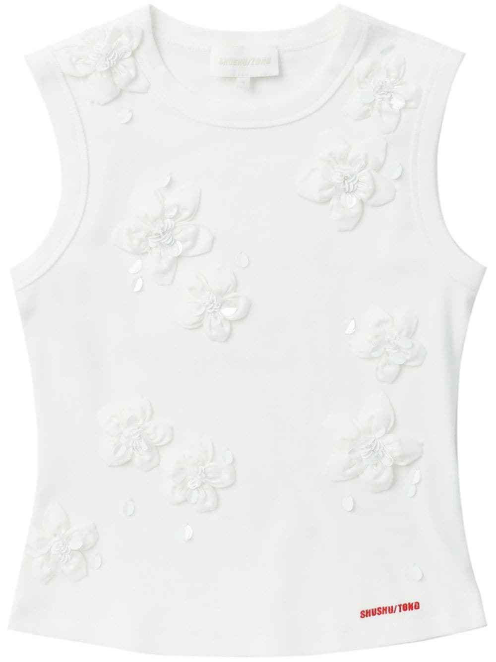 Shop Shushu-tong Floral-appliqué Bead-embellished Tank Top In White