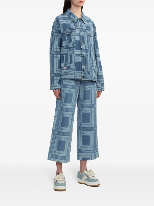 【関税込み】Charles Jeffrey LOVERBOY ブルー ワイド ジーンズ Charles Jeffrey Loverboy チェック ワイドジーンズ | ブルー