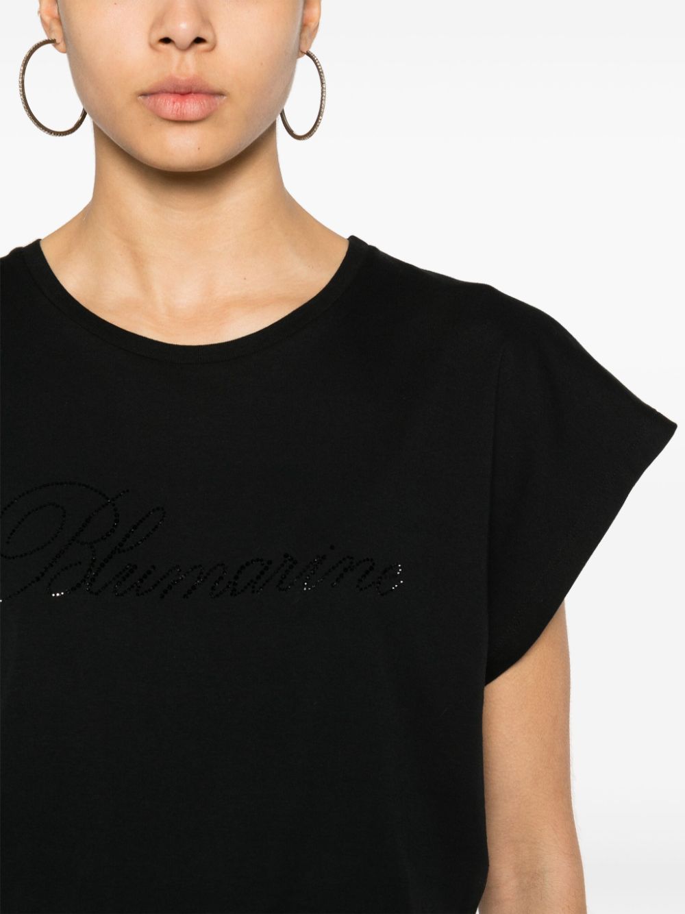 Blumarine Katoenen T-shirt met stras Zwart