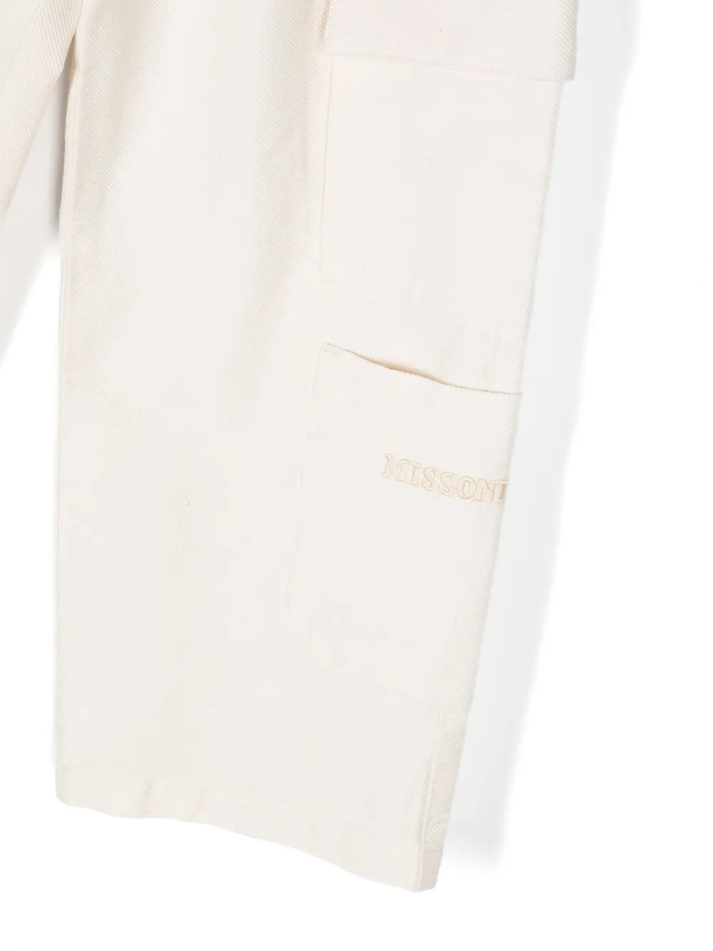 Shop Missoni Logo-embroidered Cargo Trousers In Neutrals