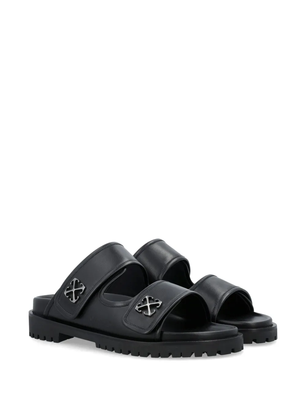 Off-White Leren sandalen met Arrows-patroon - Zwart