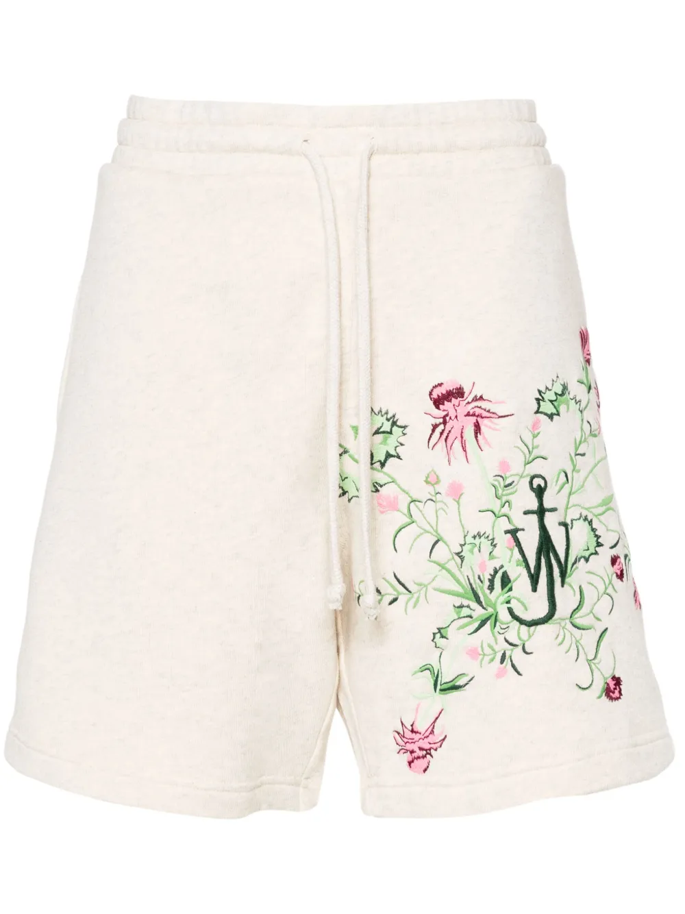 floral-embroidered cotton shorts