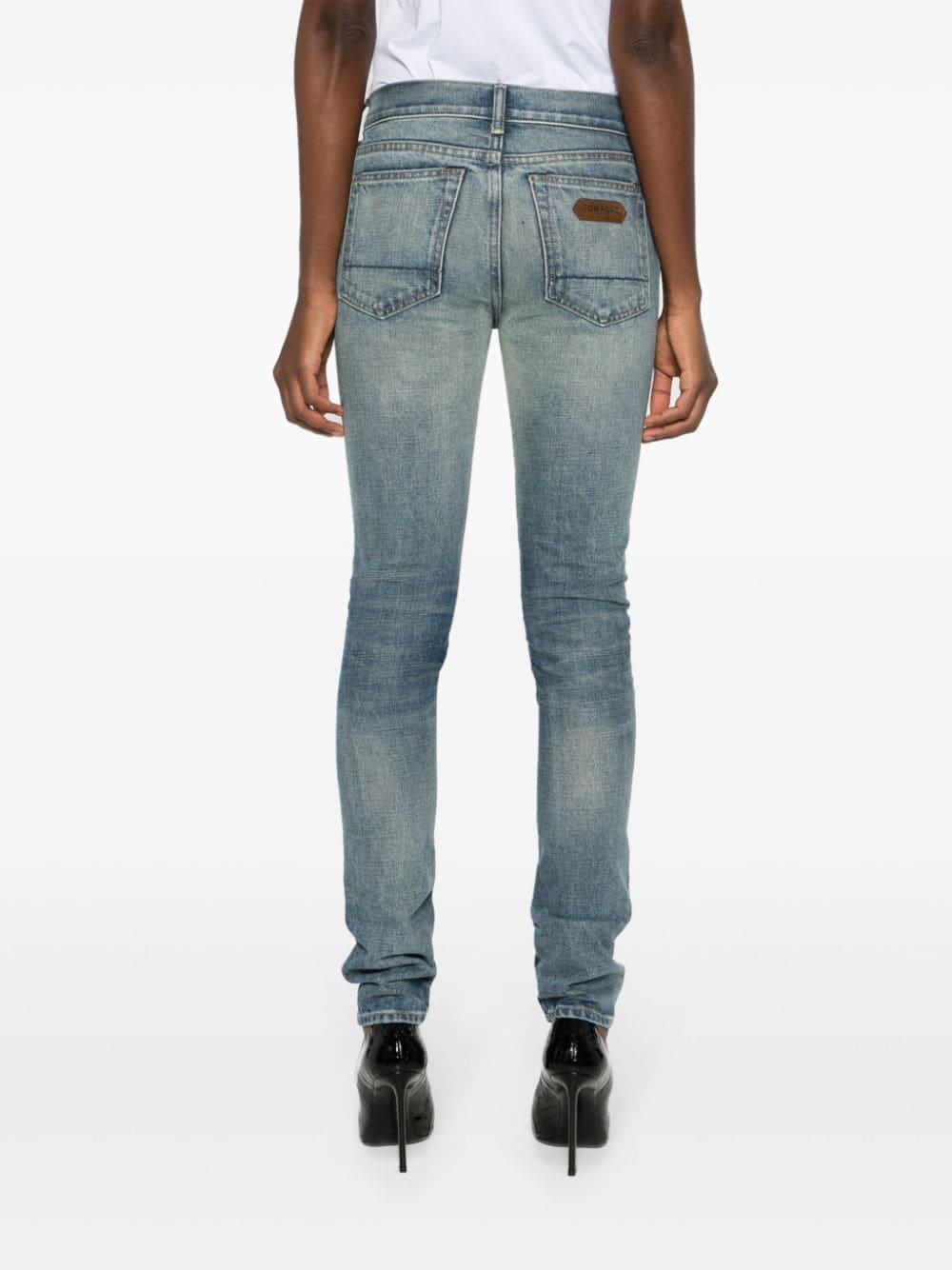 Shop Tom Ford Faded Skinny Jeans In Blue