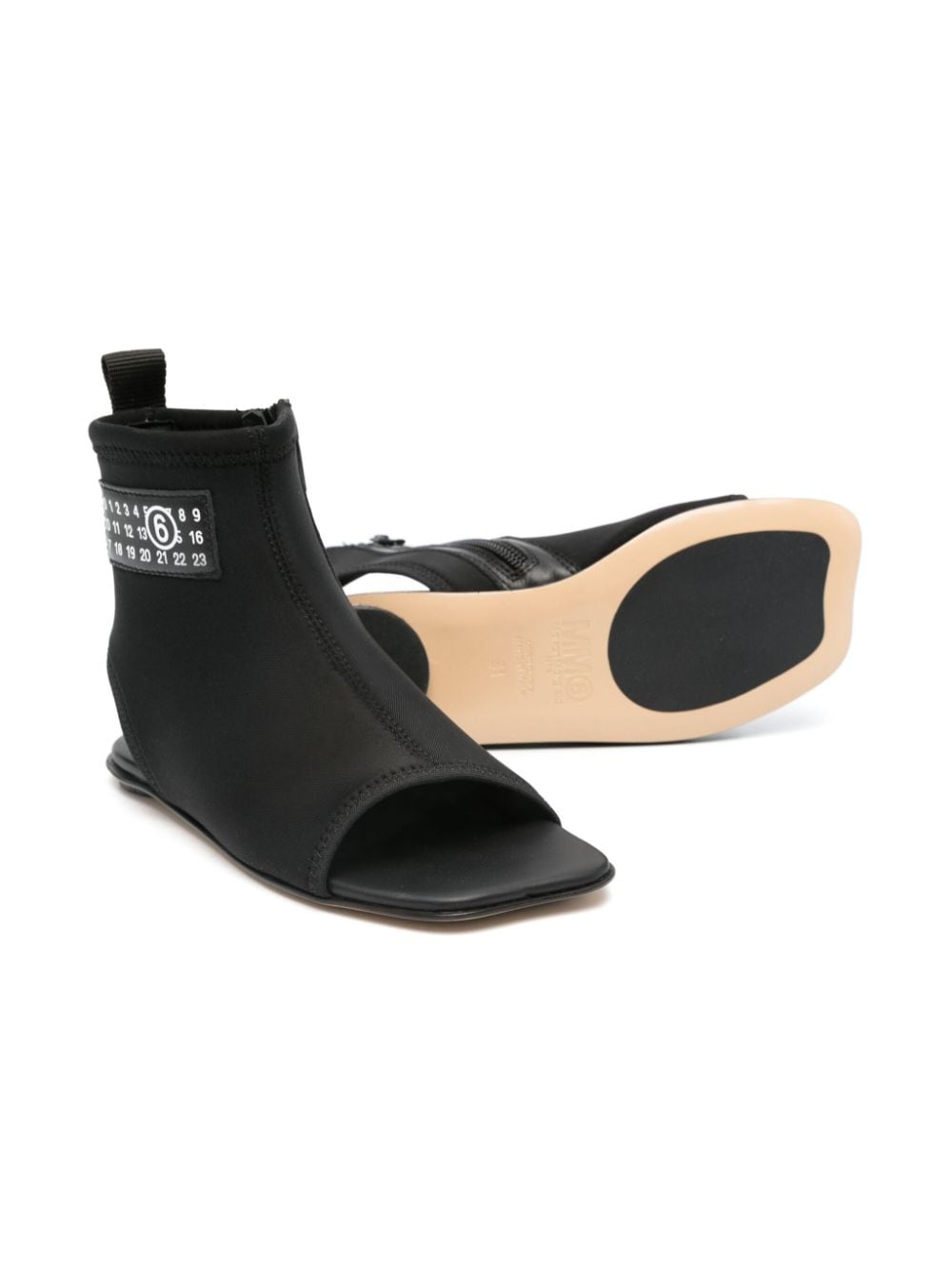 Shop Mm6 Maison Margiela Numbers-motif Ankle-length Sandals In Black