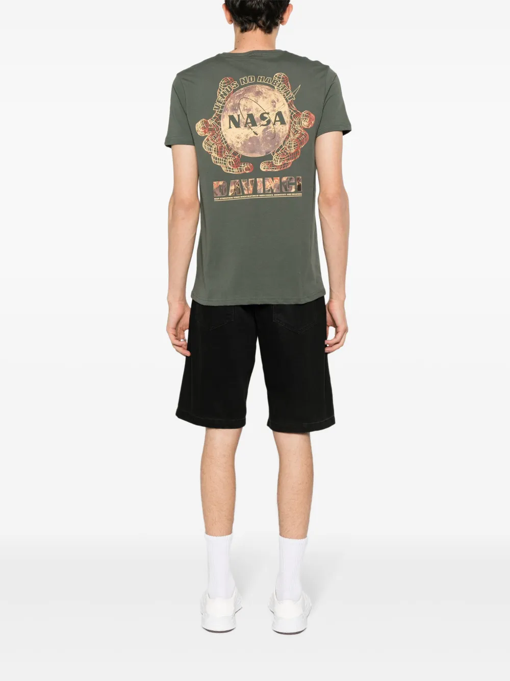 Shop Alpha Industries X Nasa Davinci Cotton T-shirt In 绿色