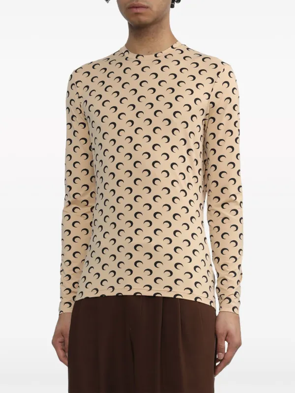 Marine Serre Regenerated moon-print long-sleeve T-shirt | Neutrals