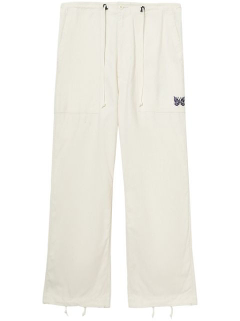 Needles butterfly-embroidered cotton trousers