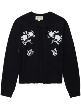 SHUSHU/TONG floral-embroidered silk-cashmere Cardigan | Blue  