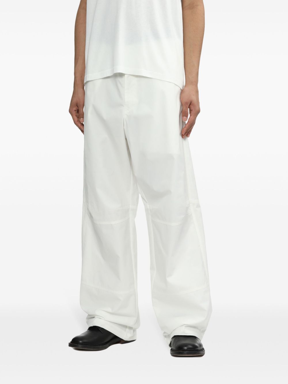 Shop Oamc Straight-leg Cotton Trousers In White