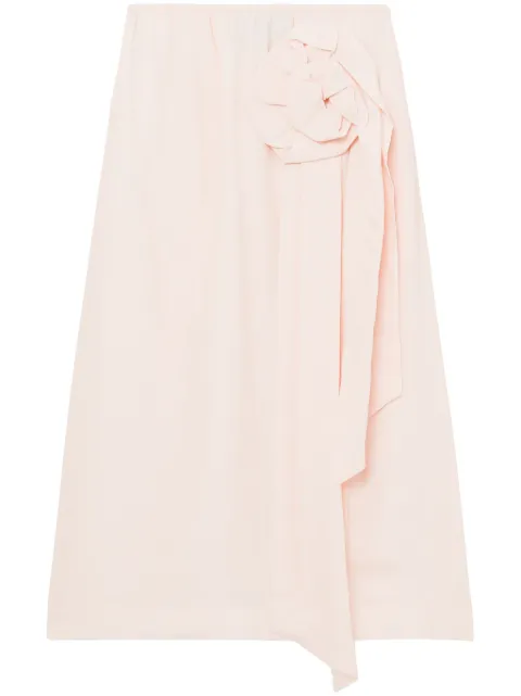 Simone Rocha rose-appliqué draped-detail midi skirt