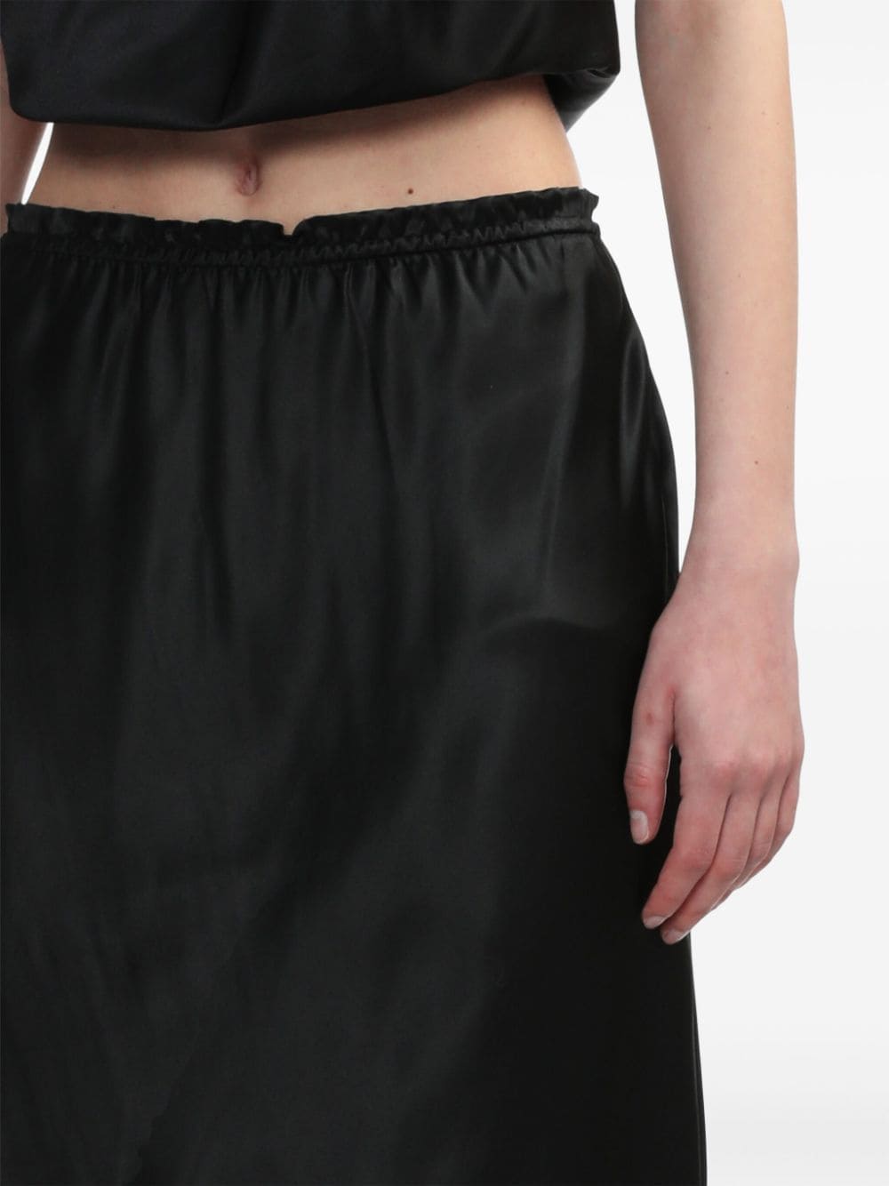 Shop Simone Rocha Elasticated-waist Silk Midi Skirt In Black