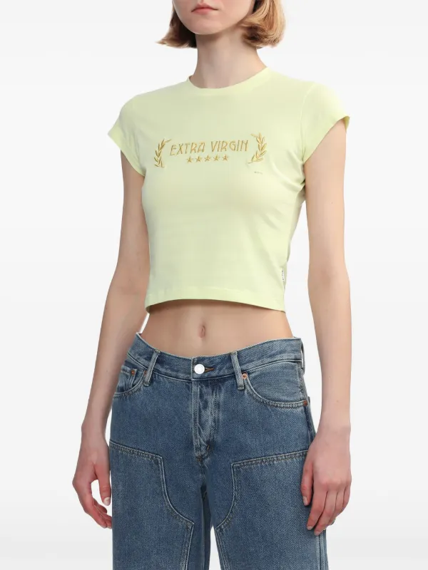 【関税込み】EYTYS イエロー Zion Tシャツ EYTYS Zion slogan-embroidered T-shirt | Neutrals | FARFETCH