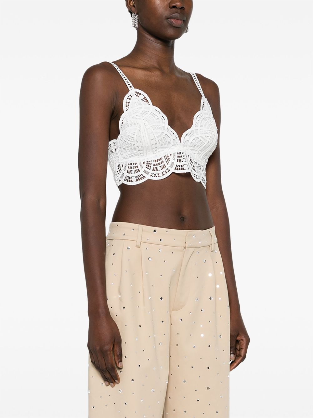 Alberta Ferretti Cropped top met kant Wit