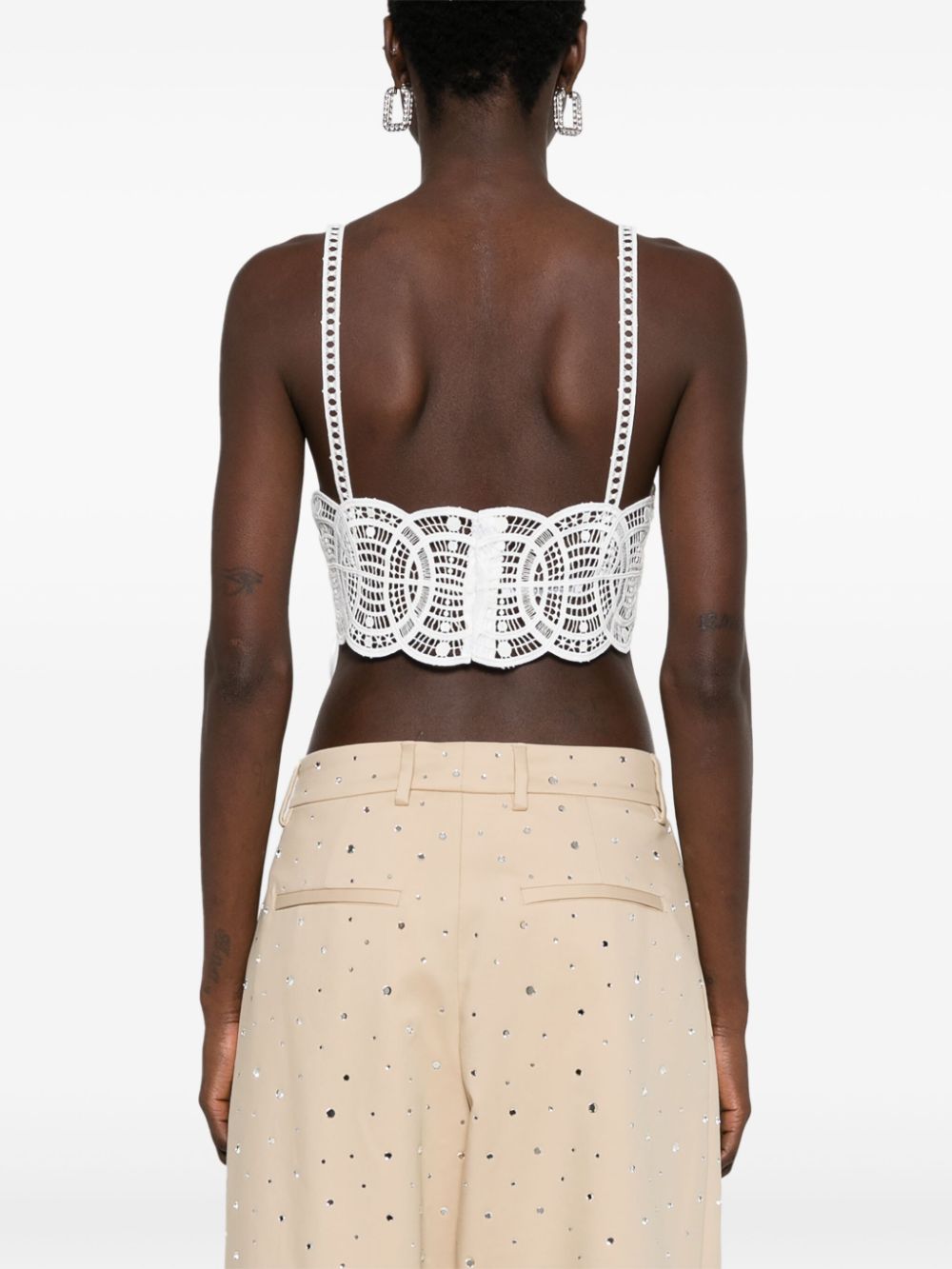 Alberta Ferretti Cropped top met kant Wit