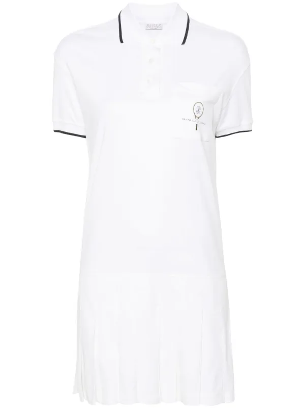 Brunello Cucinelli Stripe-tipping Cotton Minidress in White
