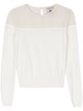 Semicouture crepe-panel fine-knit jumper - White