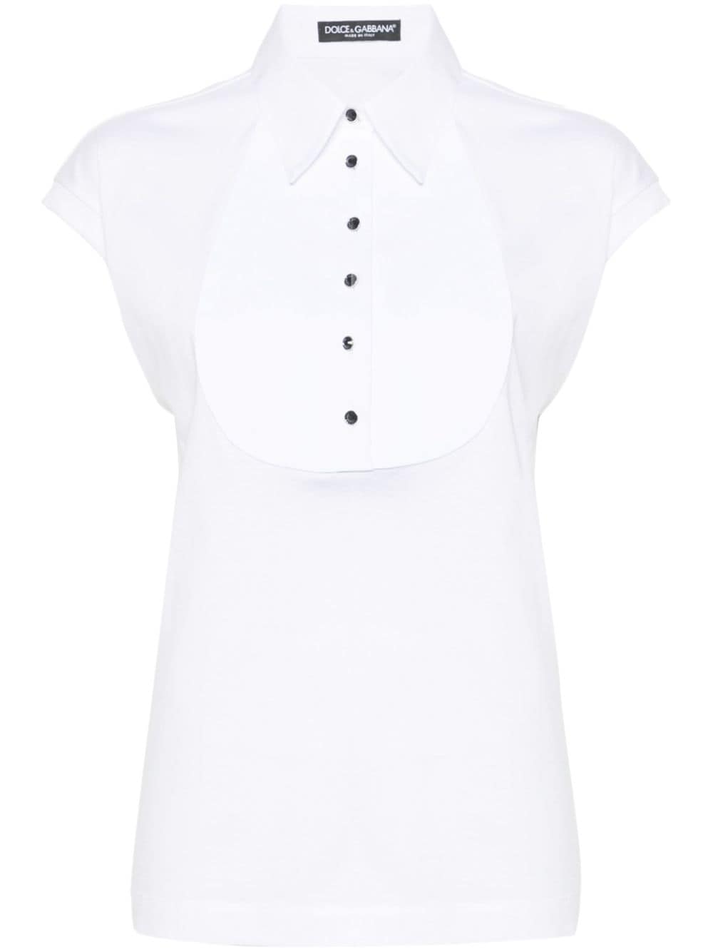 Dolce & Gabbana Panelled Cap-sleeve Top In White