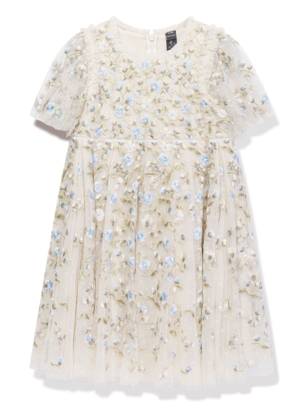 Needle & Thread Kids' Floral-embroidered Dress In Neutrals