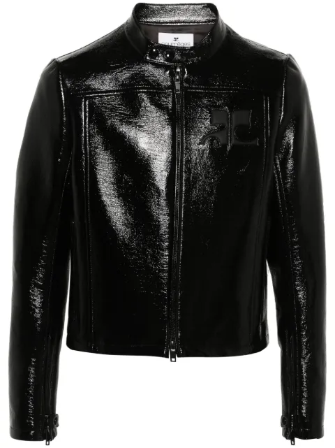 Courrèges logo-appliqué high-shine jacket